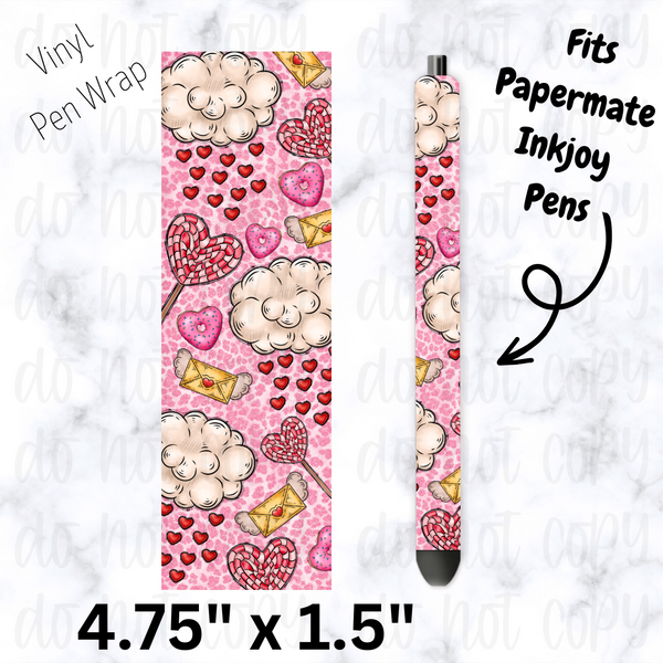 Pink Valentine's day heart pen wrap