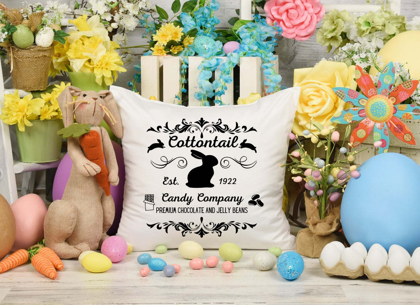 Cottontail Easter bunny pillow size