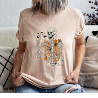 Fall skeleton with bats leaves and sunflowers *DREAM TRANSFER* DTF