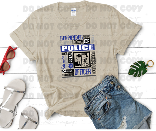 Police officer responder hero cop protect *DREAM TRANSFER* DTF