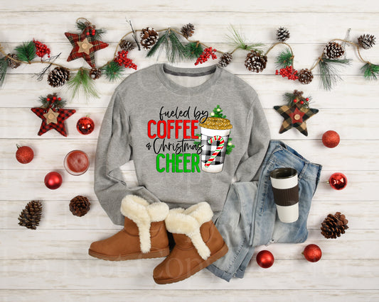 Fueled by coffee and Christmas cheer buffalo plaid *DREAM TRANSFER* DTF