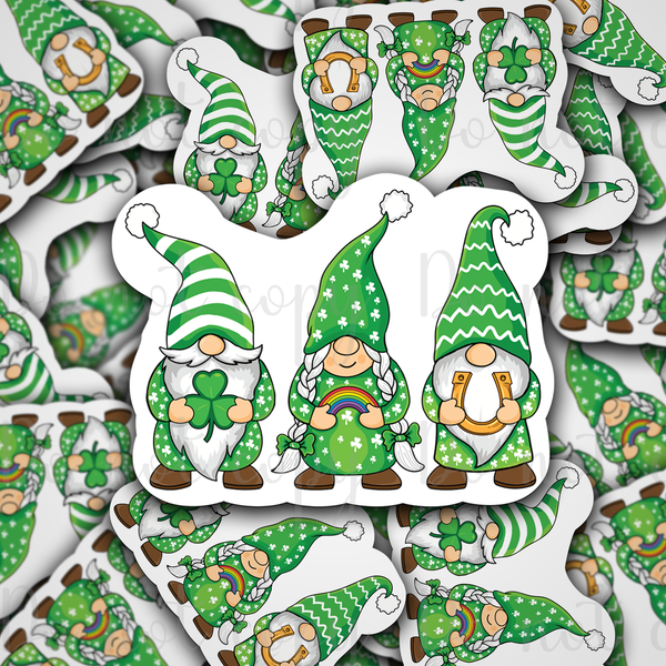 St. Patrick's day gnomes Die cut sticker 3-5 Business Day TAT