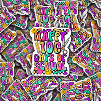 Happy 100 days of school purple pink Die cut sticker 3-5 Business Day TAT