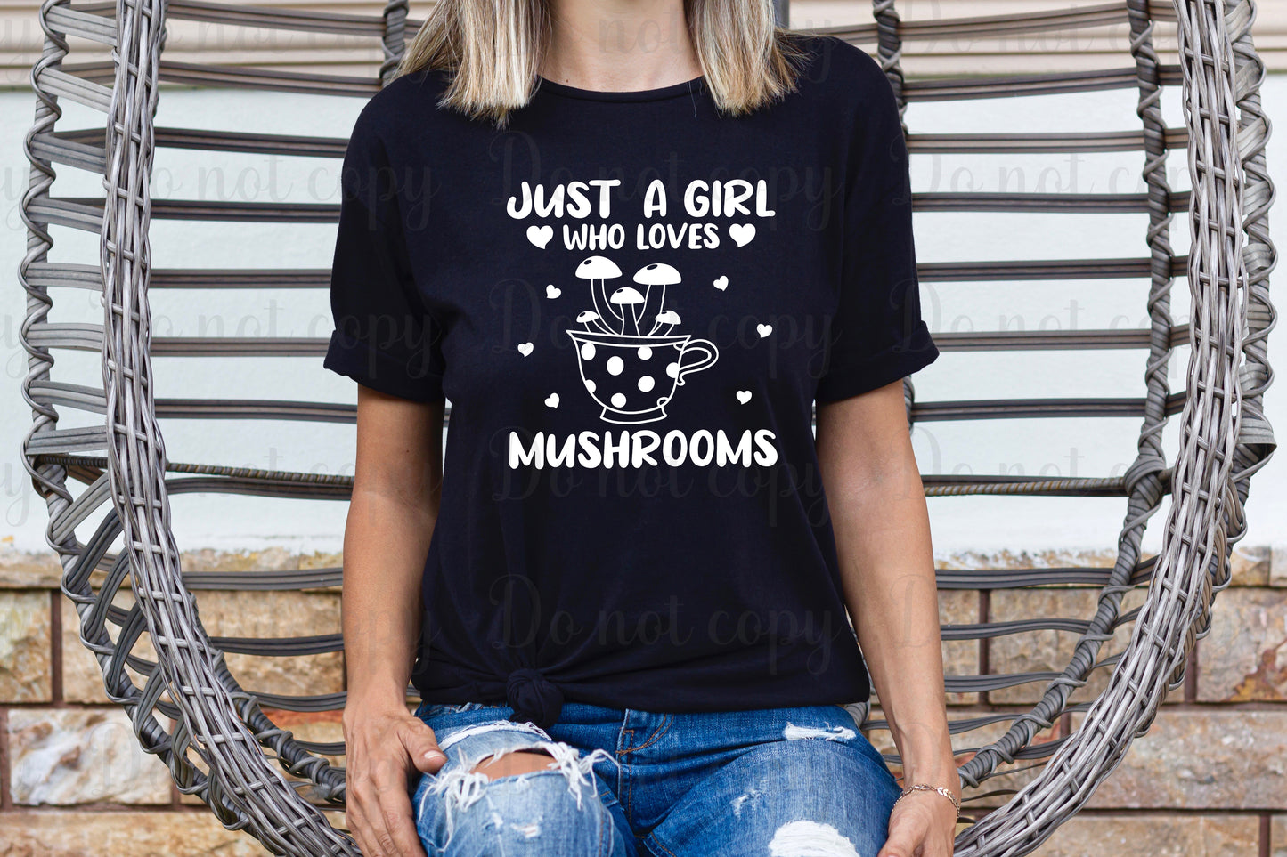 Just a girl who loves mushrooms white *DREAM TRANSFER* DTF