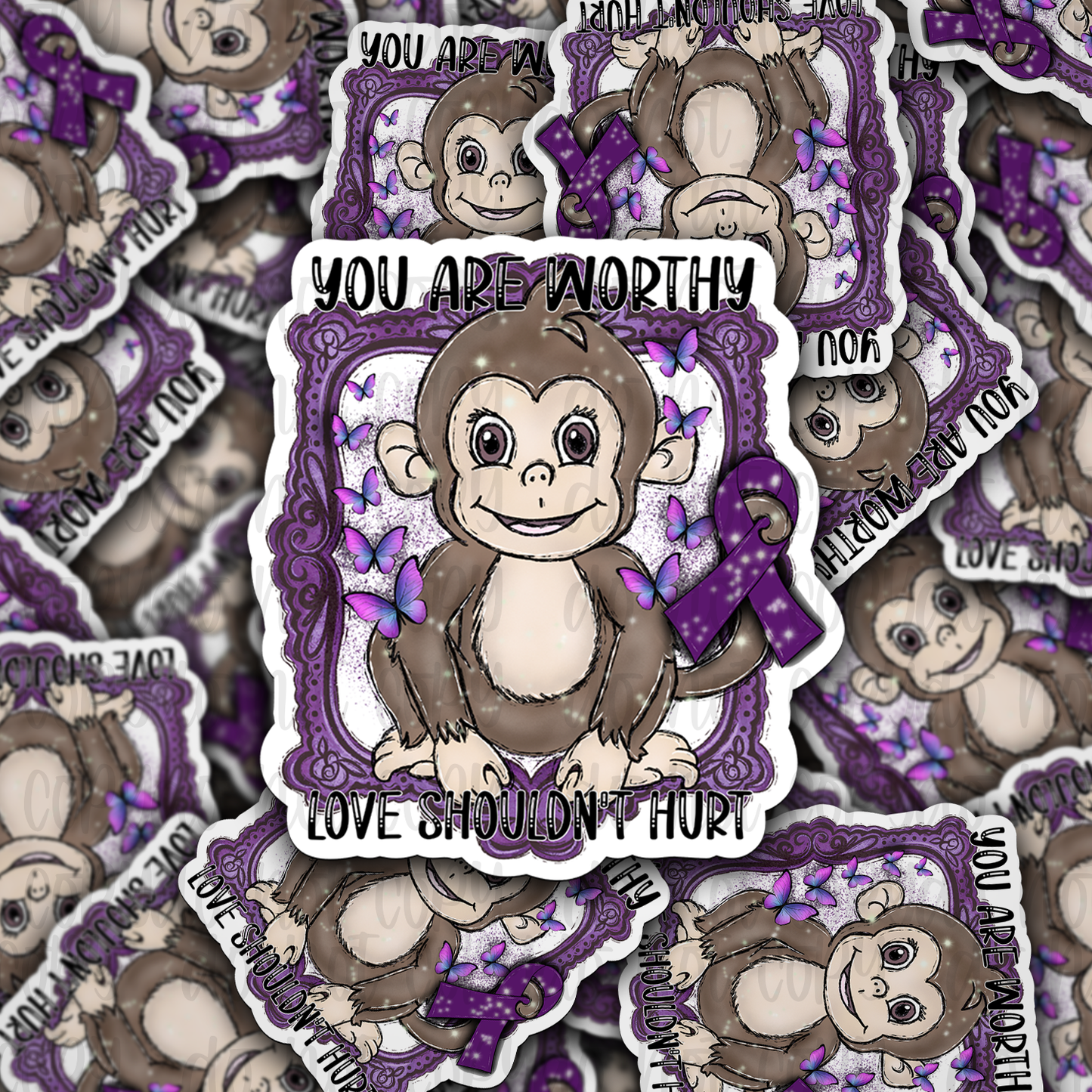 You are worthy Love shouldn't hurt Domestic violence Die cut sticker 3-5 Business Day TAT