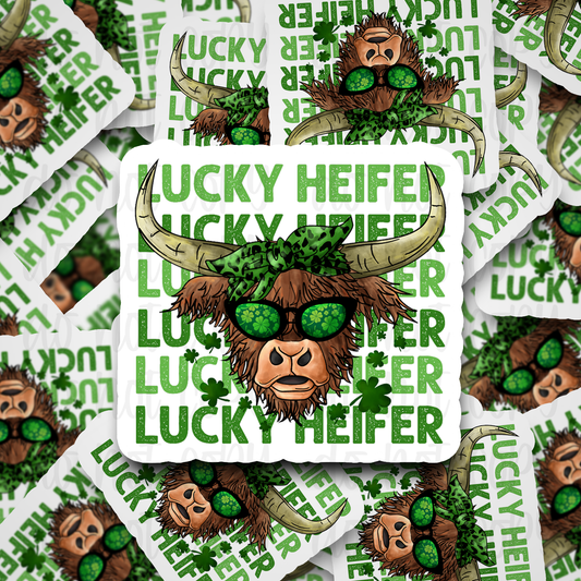 Lucky heifer cow St. Patrick's Day Die cut sticker 3-5 Business Day TAT