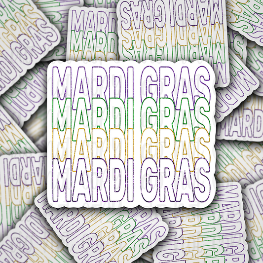 Mardi Gras stacked Die cut sticker 3-5 Business Day TAT
