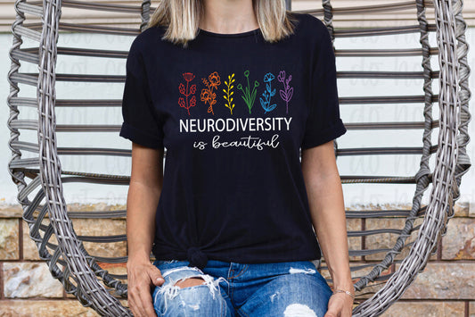 Neurodiversity is beautiful white *DREAM TRANSFER* DTF