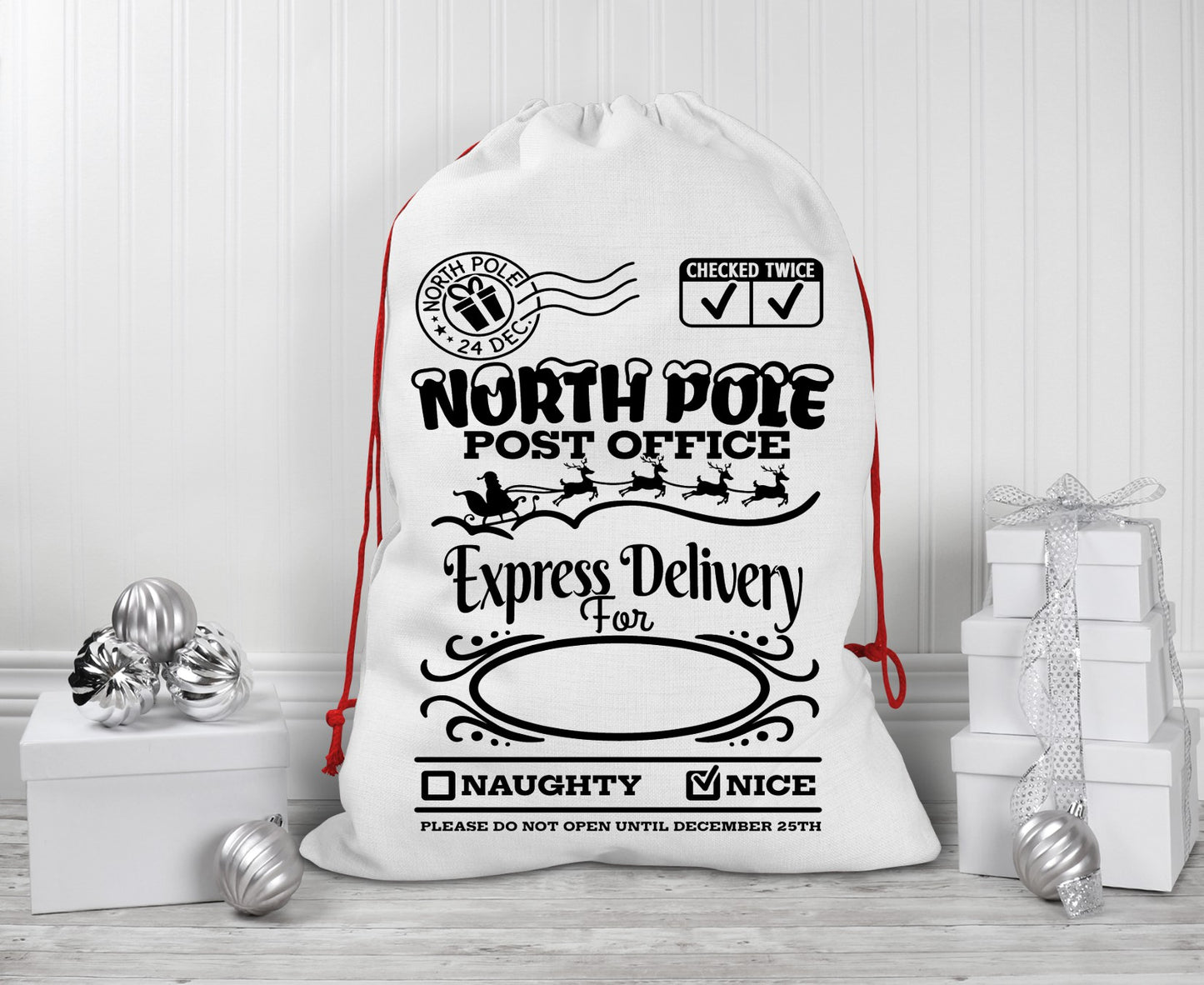 North Pole post office Express delivery - Santa sack size