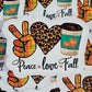 Peace love fall coffee cup Die cut sticker 3-5 Business Day TAT.