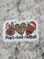 Peace love football Christmas Die cut sticker 3-5 Business Day TAT.