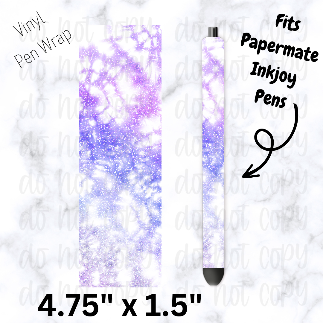 Blue and purple tie dye pen wrap