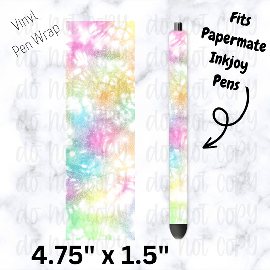 Blue, pink, yellow and orange tie dye pen wrap