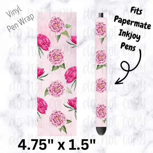 Pink flower pen wrap