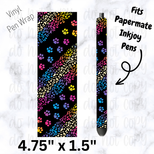 Multi colored paw pen wrap