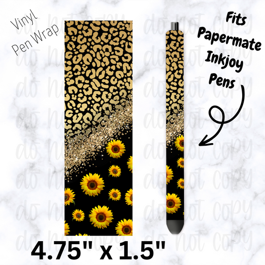 Leopard diagonal sunflowers pen wrap