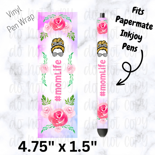 Momlife messy bun purple pen wrap