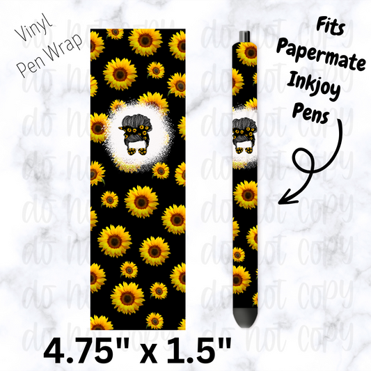 Sunflower messy bun pen wrap