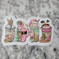 Pink Santa Christmas coffee cups Die cut sticker 3-5 Business Day TAT.