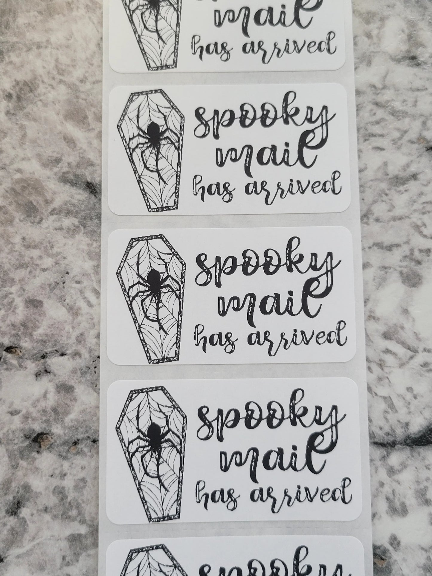 Spooky mail has arrived spider coffin Halloween 50 OR 100 count