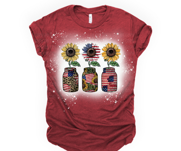 Sunflower mason jar American flag *DREAM TRANSFER* DTF