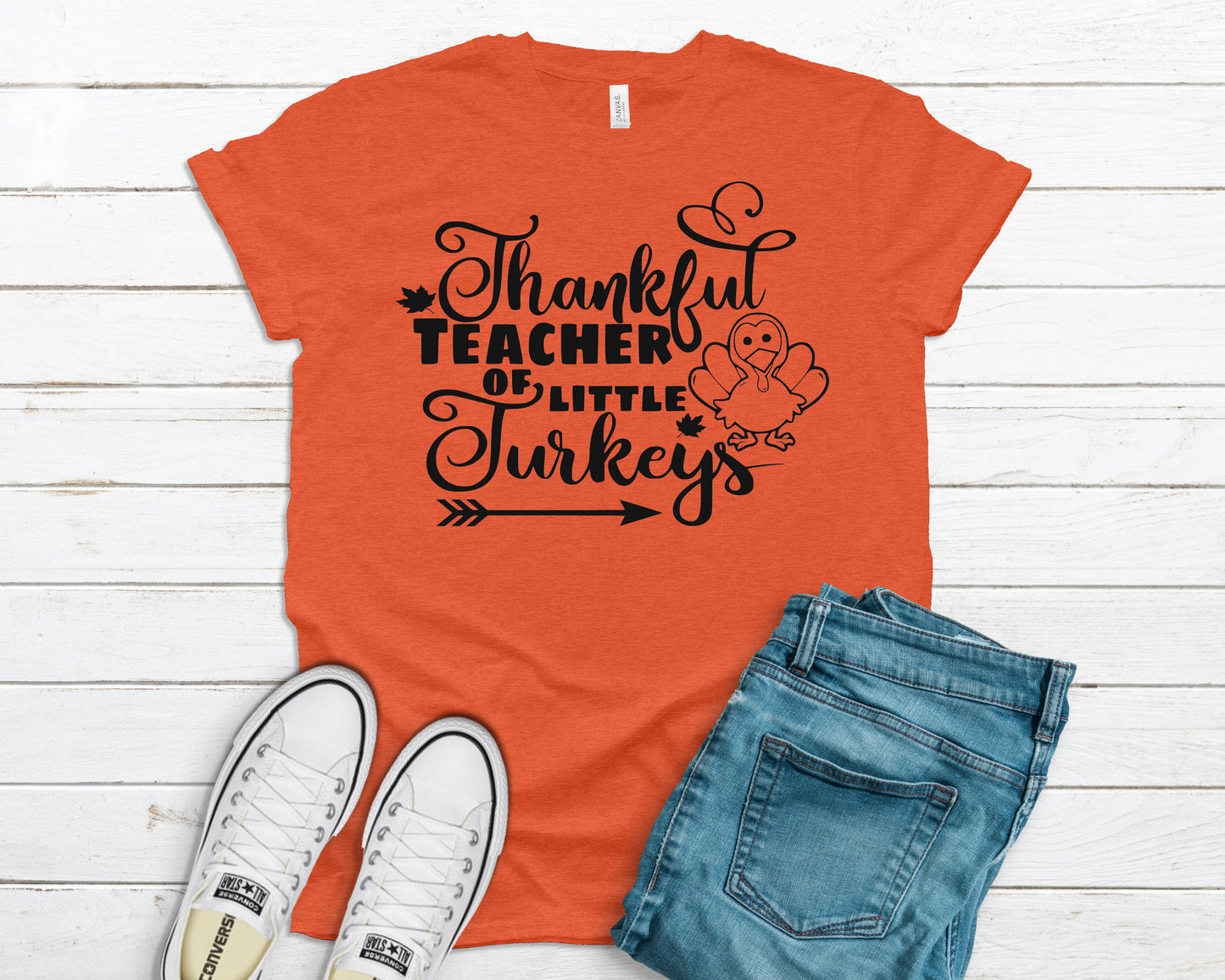 Thankful teacher of little turkeys