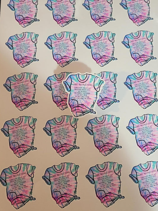 T-shirt care instruction sticker sheet
