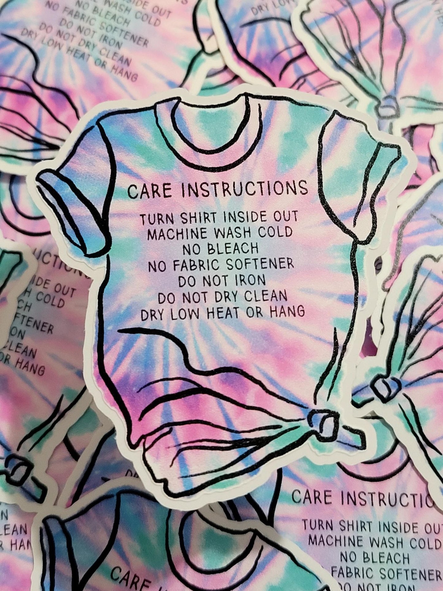 T-shirt care instructions Die cut sticker 3-5 Business Day TAT