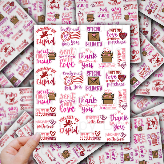 Valentine's day packaging sticker sheet