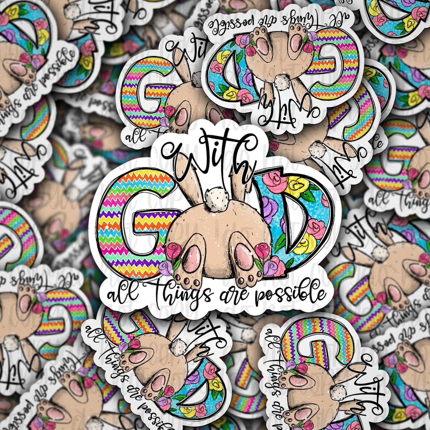 With God all things are possible Easter Die cut sticker 3-5 Business Day TAT