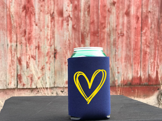Yellow heart- Koozie or Pocket