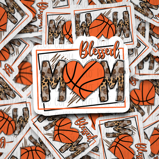 Blessed basketball Mom heart Die cut sticker 3-5 Business Day TAT