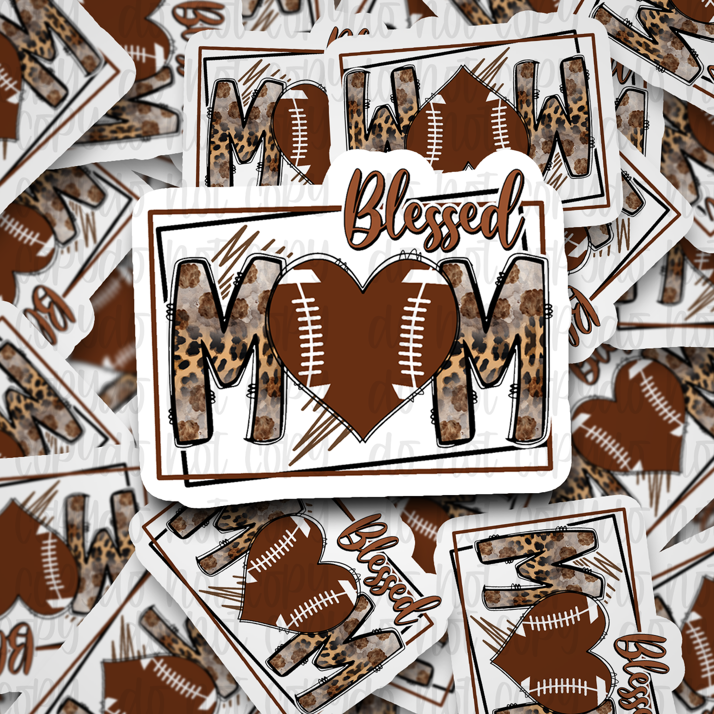 Blessed Football Mom heart Die cut sticker 3-5 Business Day TAT