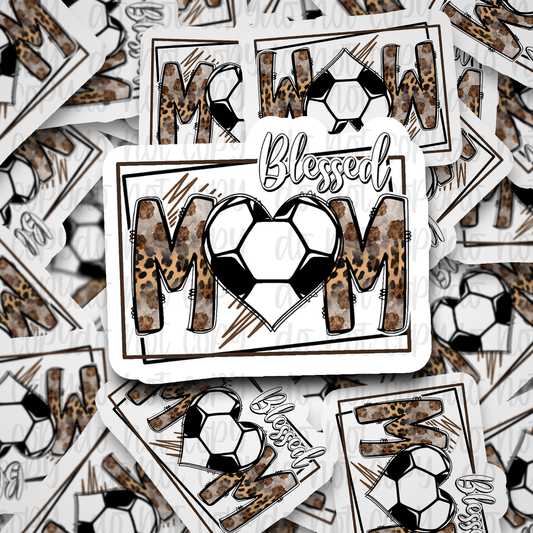 Blessed Soccer Mom heart Die cut sticker 3-5 Business Day TAT