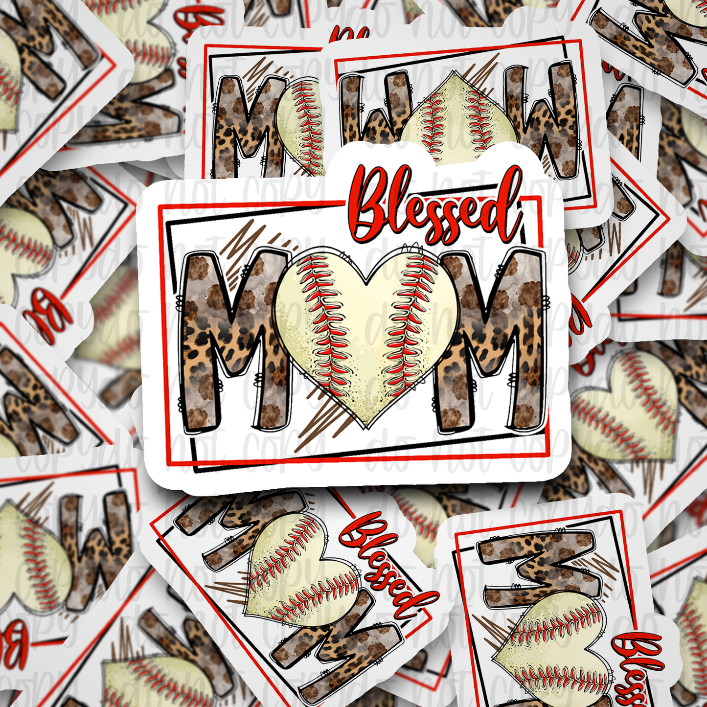 Blessed Baseball Mom heart Die cut sticker 3-5 Business Day TAT