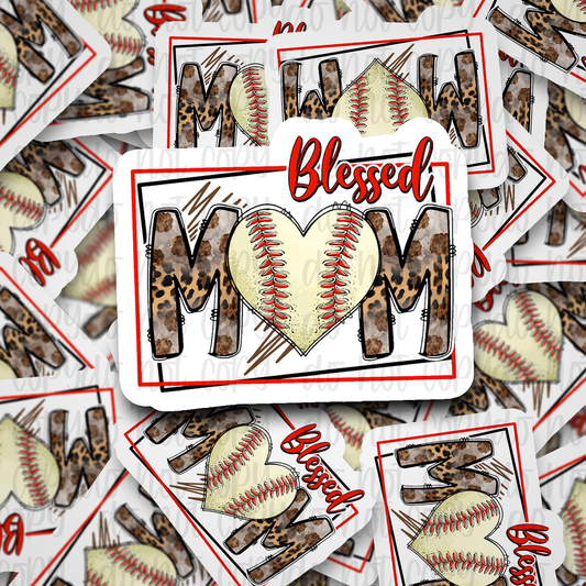 Blessed Baseball Mom heart Die cut sticker 3-5 Business Day TAT