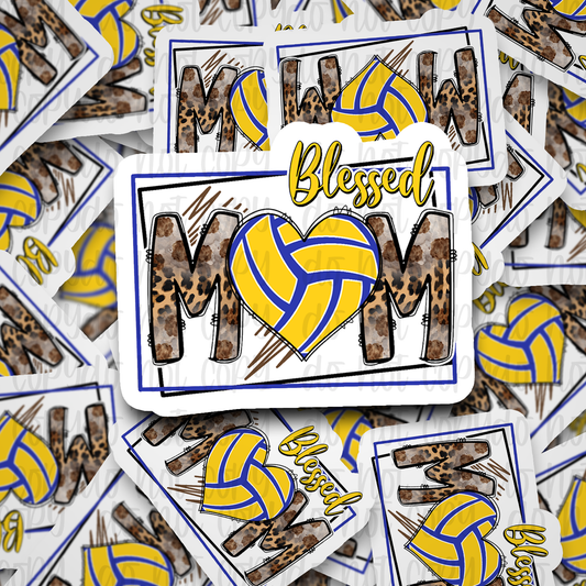 Blessed Volleyball Mom heart Die cut sticker 3-5 Business Day TAT
