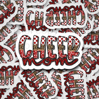 Cheer mom red polka dot leopard Die cut sticker 3-5 Business Day TAT