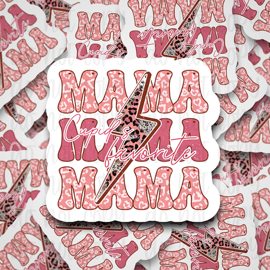 Cupid's favorite Mama valentine Die cut sticker 3-5 Business Day TAT