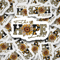 Faith hope love sunflower leopard bee Die cut sticker 3-5 Business Day TAT