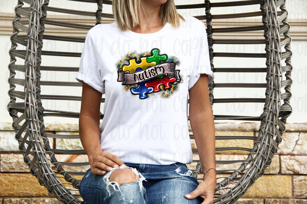 Autism puzzle tattoo look *DREAM TRANSFER* DTF