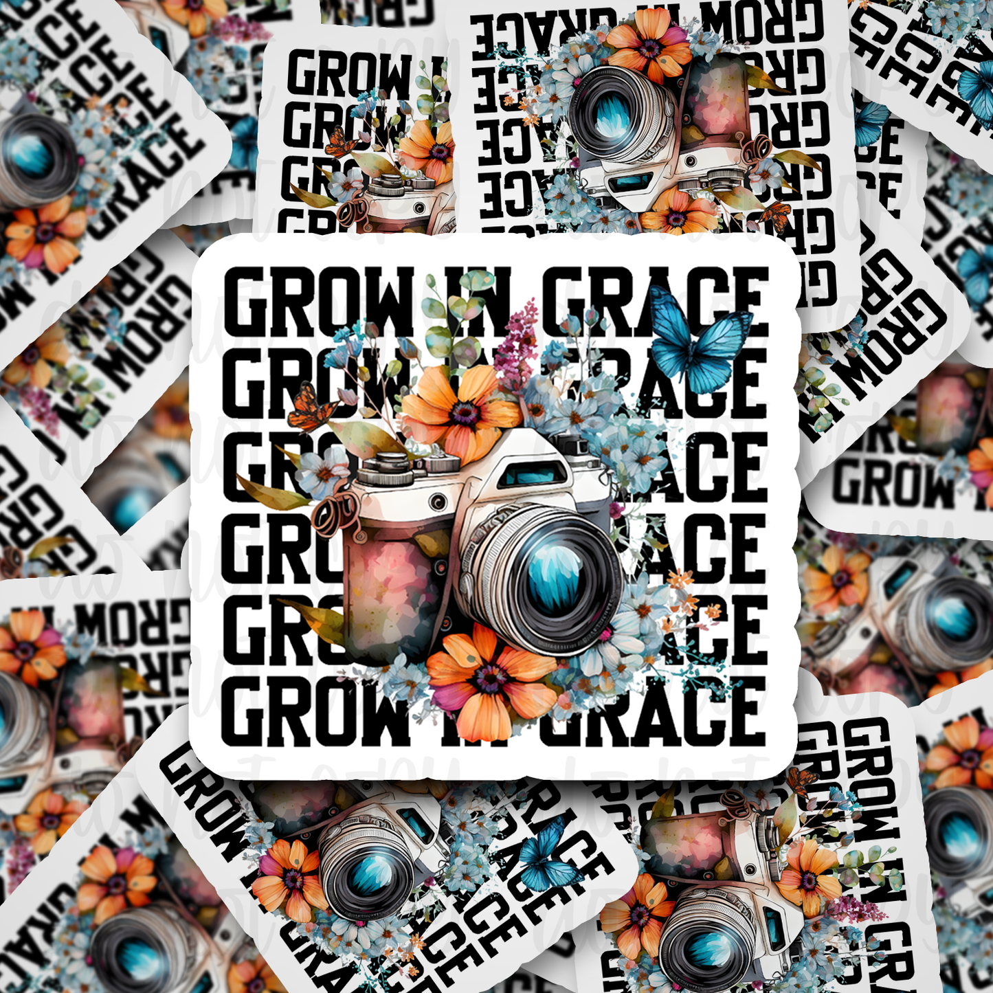 Grow in Grace camera Die cut sticker 3-5 Business Day TAT