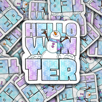 Hello winter snowman Die cut sticker 3-5 Business Day TAT