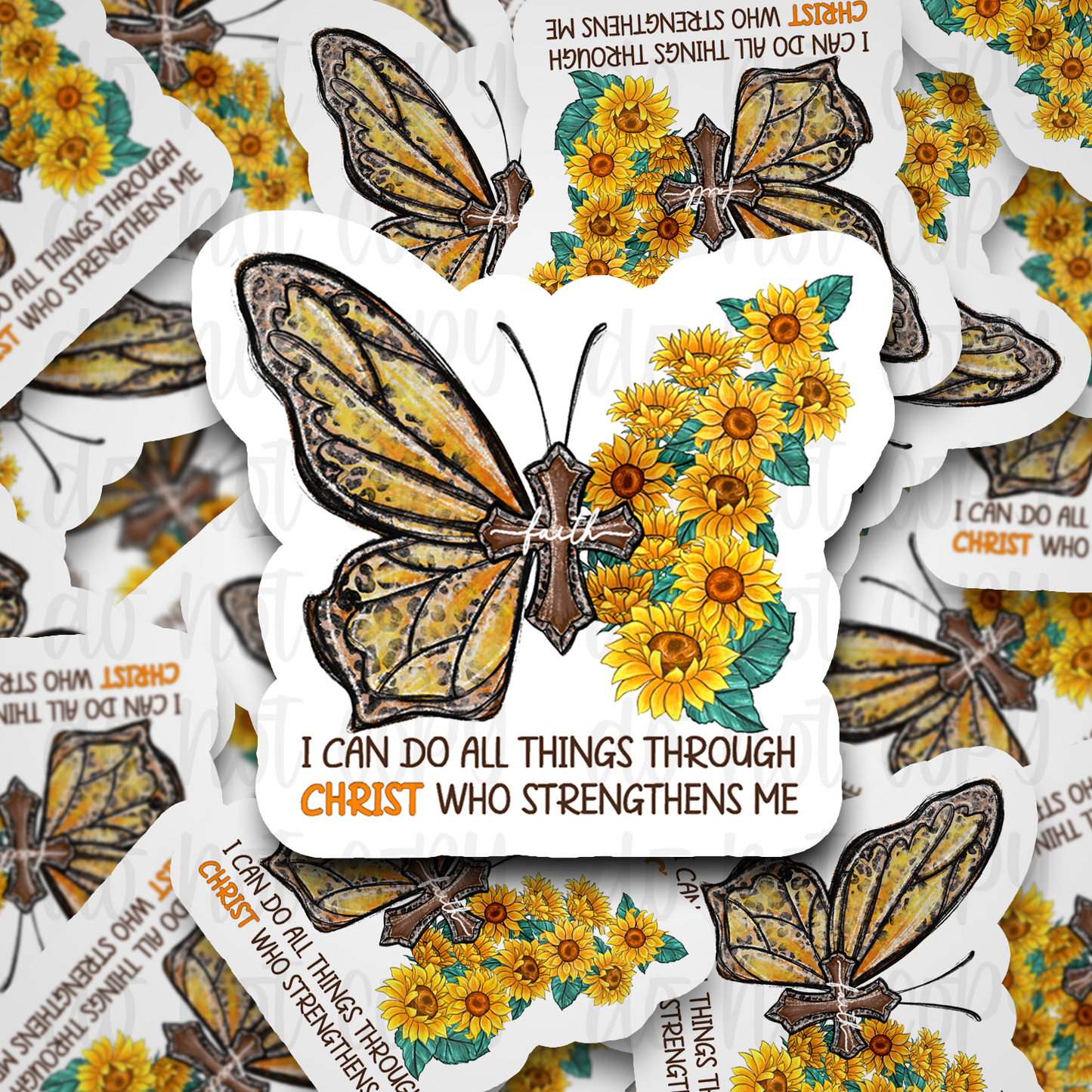 I can do all things through Christ who strengthens me butterfly Die cut sticker 3-5 Business Day TAT