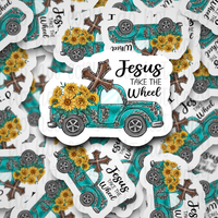 Jesus take the wheel truck facing right Die cut sticker 3-5 Business Day TAT