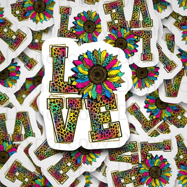 Love sunflower leopard tie dye Die cut sticker 3-5 Business Day TAT