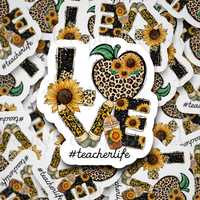 Love leopard teacher life Die cut sticker 3-5 Business Day TAT