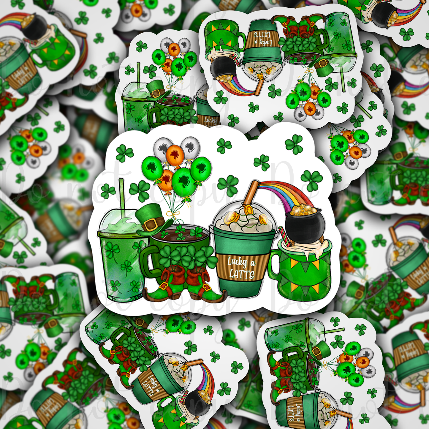 Lucky coffee drink cups St. Patrick's day Die cut sticker 3-5 Business Day TAT