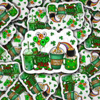 Lucky coffee drink cups St. Patrick's day Die cut sticker 3-5 Business Day TAT