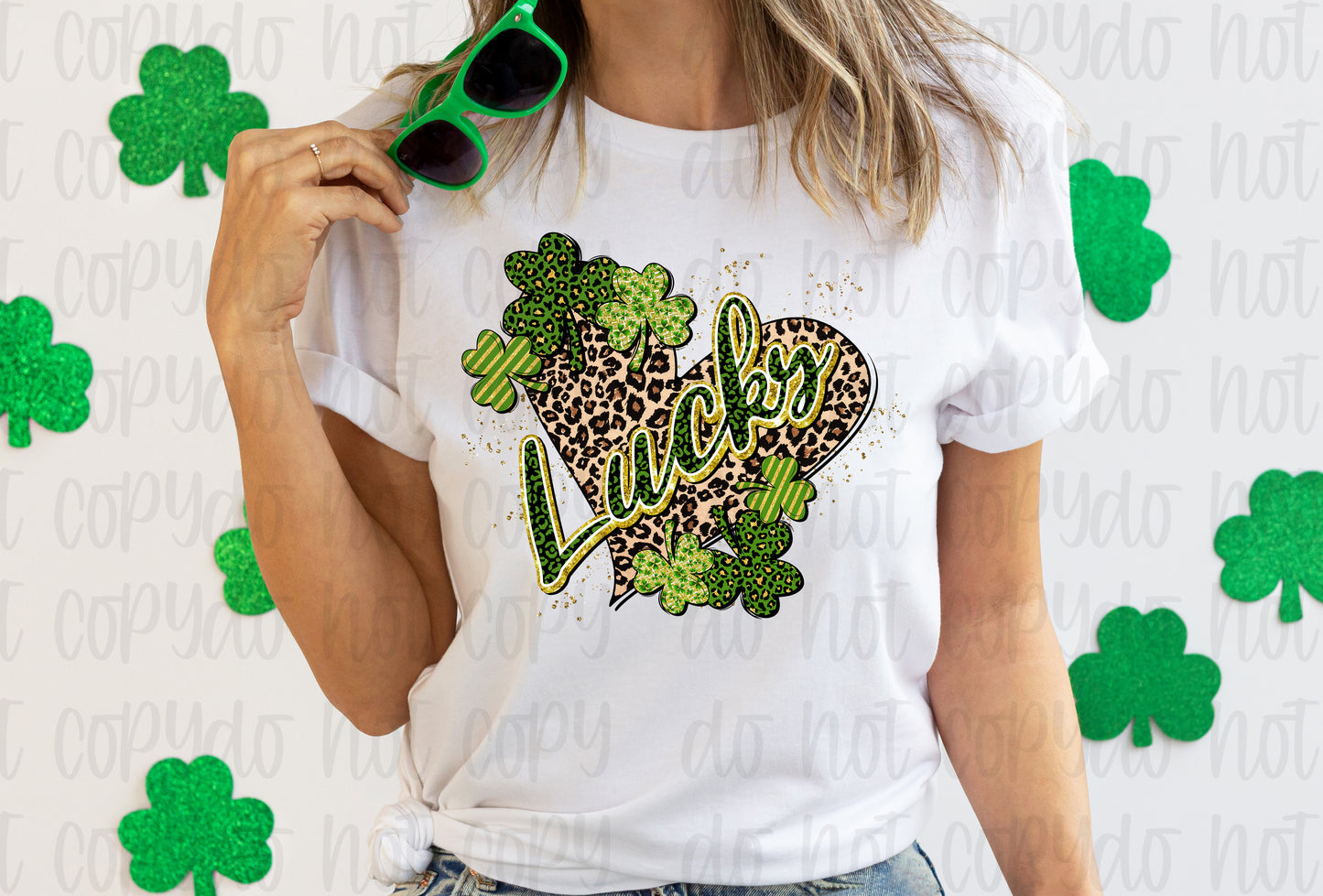 Lucky leopard heart clover St. Patrick's Day *DREAM TRANSFER* DTF